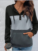 Color Block Drawstring Hoodie with Pocket