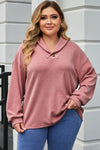 Plus Size Dropped Shoulder Collared Neck T-Shirt