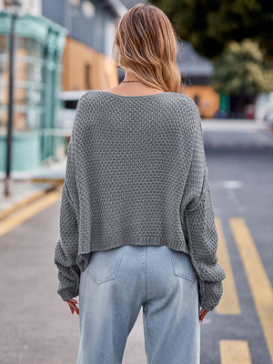 Round Neck Cable-Knit Sweater