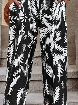 Printed Spaghetti Strap Jumpsuit with Pockets