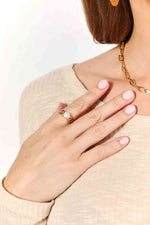 Adored Pearl Stainless Steel Open Ring