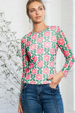 Floral Round Neck Long Sleeve Top