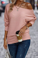Texture Round Neck Long Sleeve Top