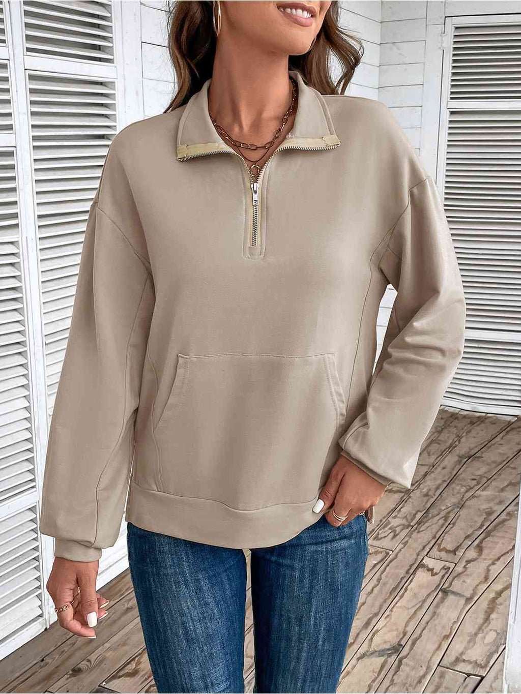 Half Zip Sweatshirt with Pocket
