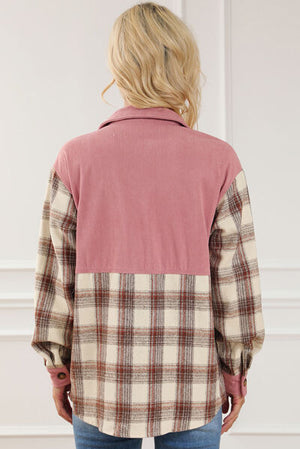 Button Up Plaid Collared Neck Jacket