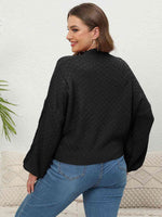 Plus Size Mock Neck Cable Knit Long Sleeve Sweater