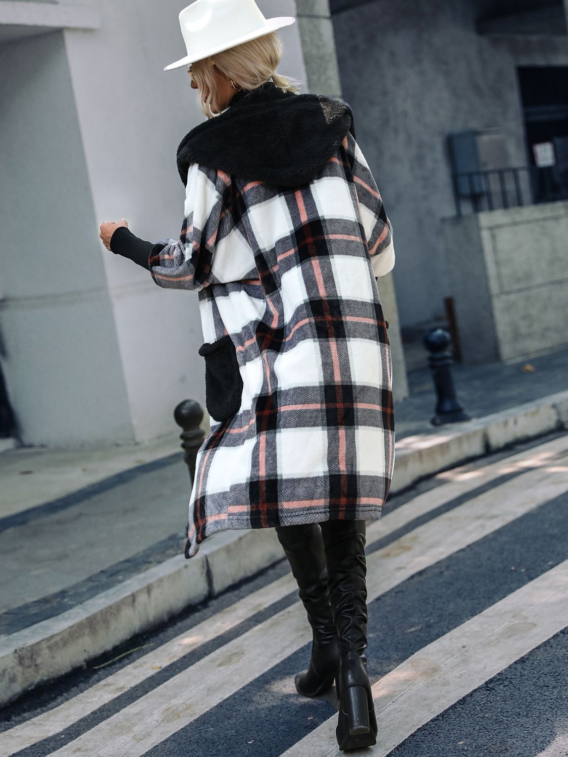 Plaid Button Down Hooded Jacket