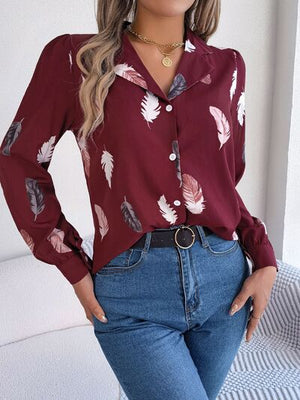 Button Up Printed Collared Neck Shirt