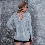 Crisscross Back V-Neck Slit Sweater