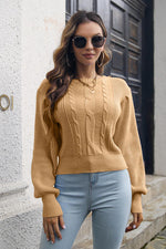Cable-knit Round Neck Cropped Sweater