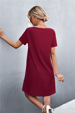 Spliced Lace Contrast Short Sleeve Dress