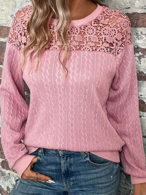 Lace Detail Round Neck Top