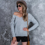 Crisscross Back V-Neck Slit Sweater
