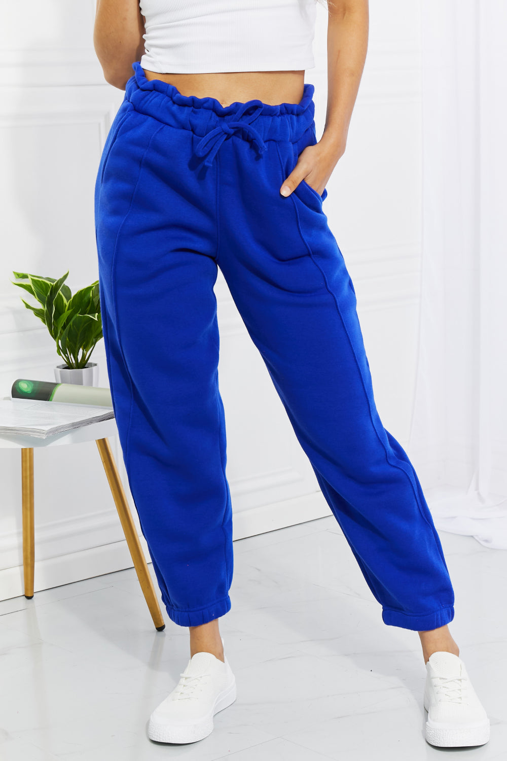 American-style Homemade Gouache Blue Loose Sports Pants Women's Spring And  Autumn High Waist Harlan Pants Slimming Sweatpants Ins Trendy