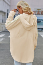 Long Sleeve Buttoned Hoodie with Pockets