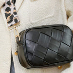 PU Leather Woven Crossbody Bag