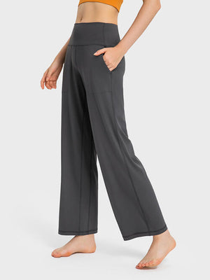 Wide Waistband Active Pants with Pockets