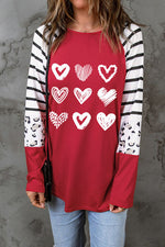 Heart Striped Raglan Sleeve T-Shirt