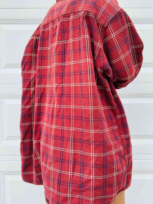 Plaid Button Front Shirt with Pockets