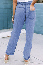 Textured Drawstring Pants with Pockets