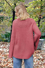 Openwork Round Neck Long Sleeve Sweater