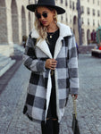 Plaid Open Front Coat with Pockets