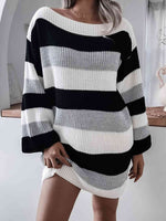 Striped Long Sleeve Mini Sweater Dress