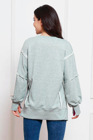 Exposed Seam High-Low Slit Sweatshirt