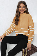 Mock Neck Long Sleeve Zip-Up Sweater