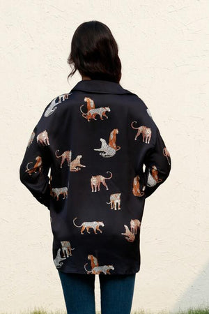 Animal Print Collared Neck Shirt