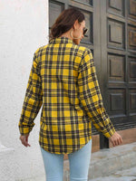 Plaid Collared Neck Buttoned Shirt with Pockets