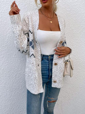 Heathered Pocketed Button Up Cardigan