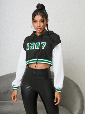 1987 Graphic Cropped Hoodie