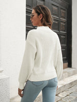 Dropped Shoulder Rib-Knit Sweater