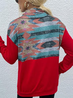 Geometric Drawstring Long-Sleeve Sweatshirt