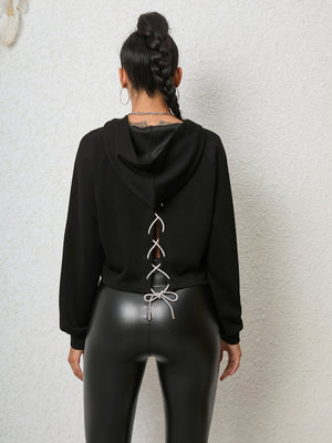 Lace-Up Long Sleeve Hoodie