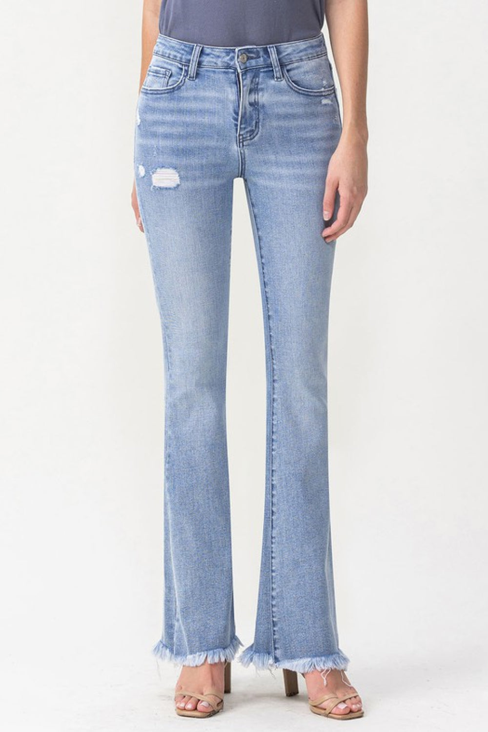 Lovervet Full Size Evie High Rise Fray Flare Jeans