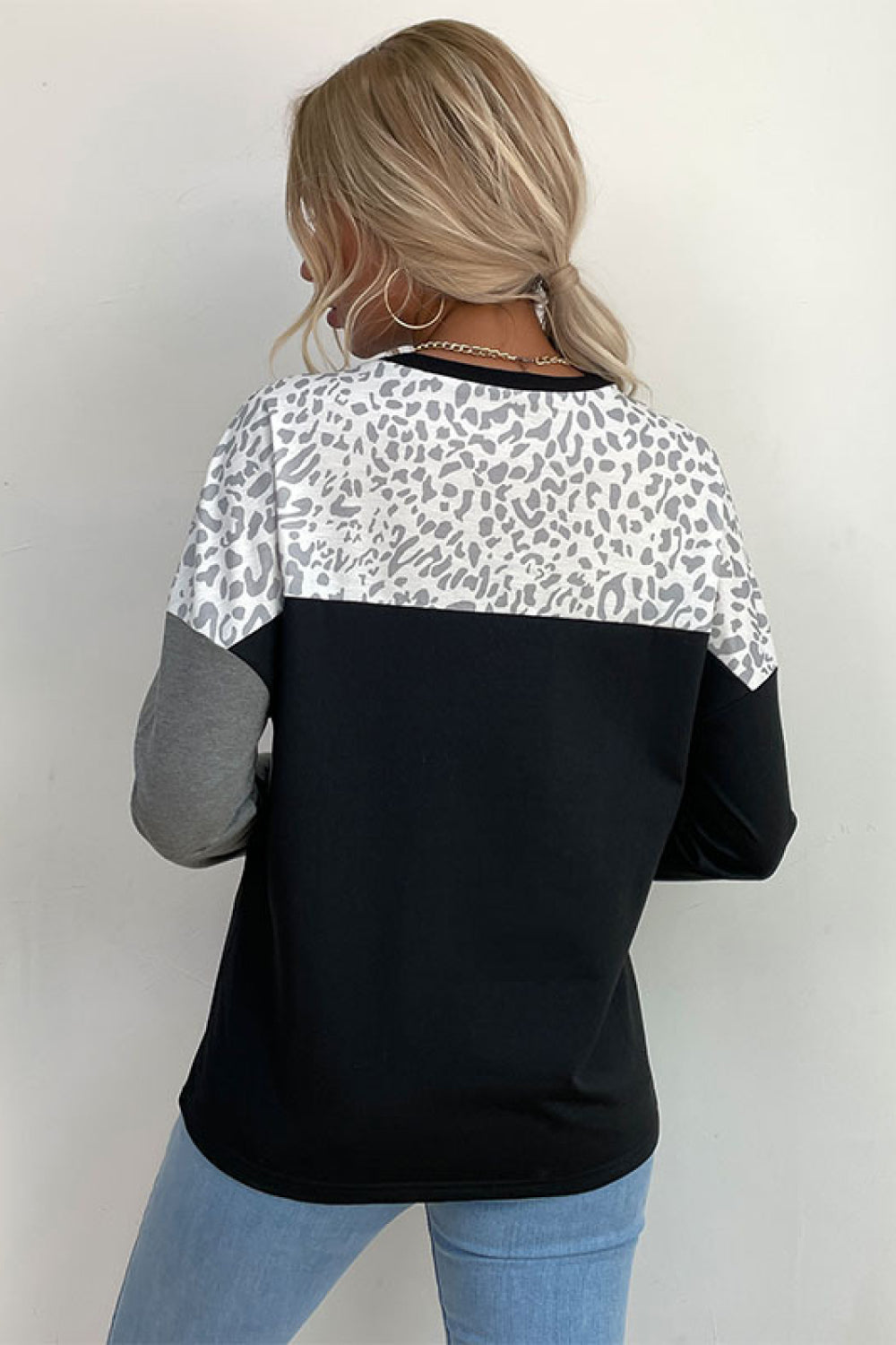 Leopard Color Block Pullover