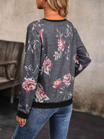 Floral Round Neck Raglan Sleeve Sweatshirt
