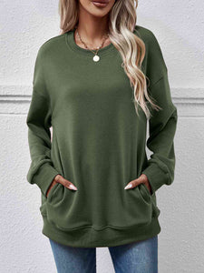Dropped Shoulder Sweatshirt with Pockets
