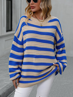 Striped Dropped Shoulder Sweater