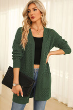 Open Front Dropped Shoulder Cardigan with Pockets
