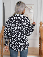 Printed Collared Neck Buttoned Lantern Sleeve Shirt