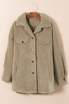 Button Up Pocketed Collared Neck Long Sleeve Jacket