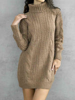 Turtleneck Ribbed Sweater Dress